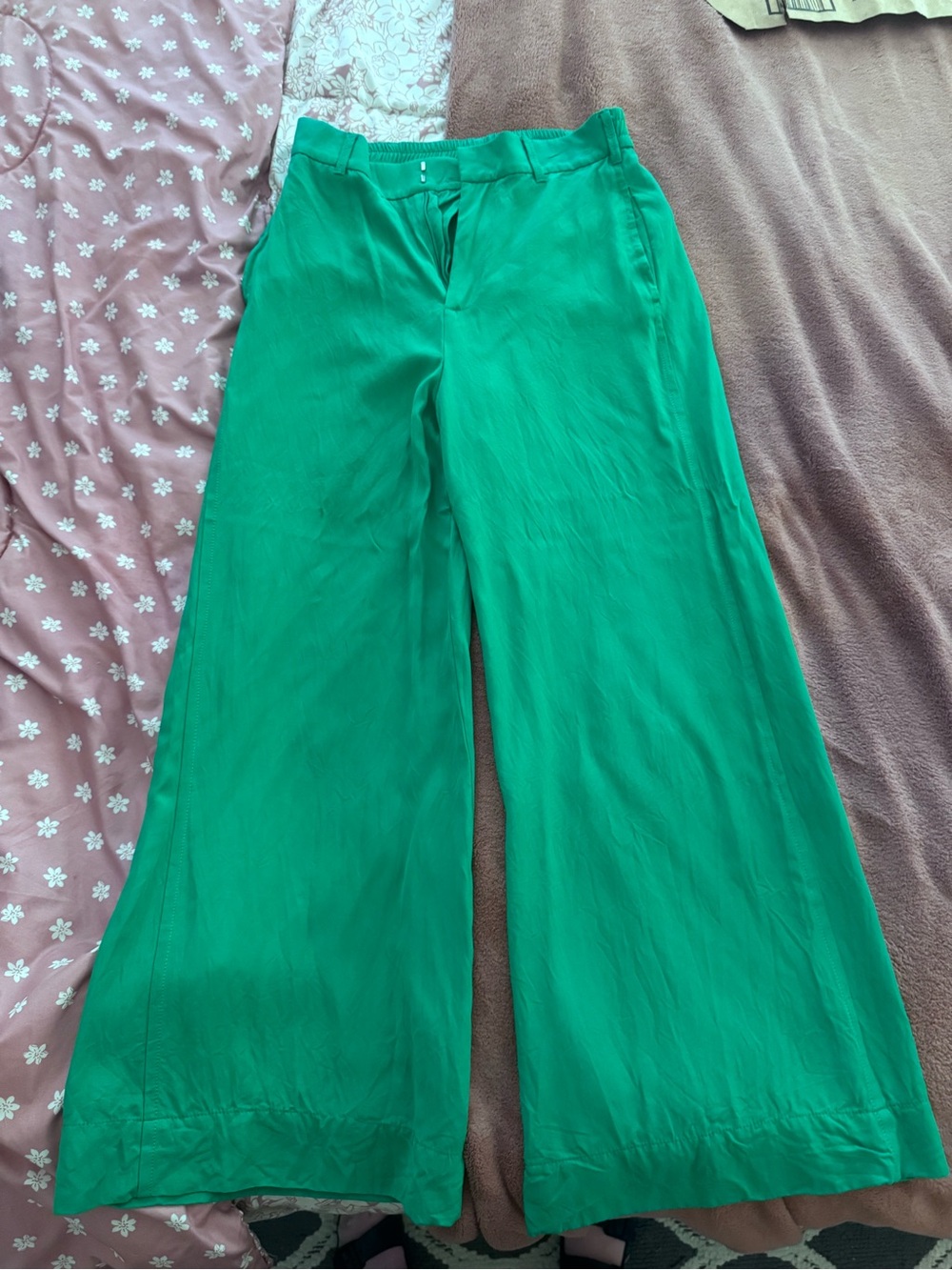 Zara Emerald Green Wide-Leg Pants